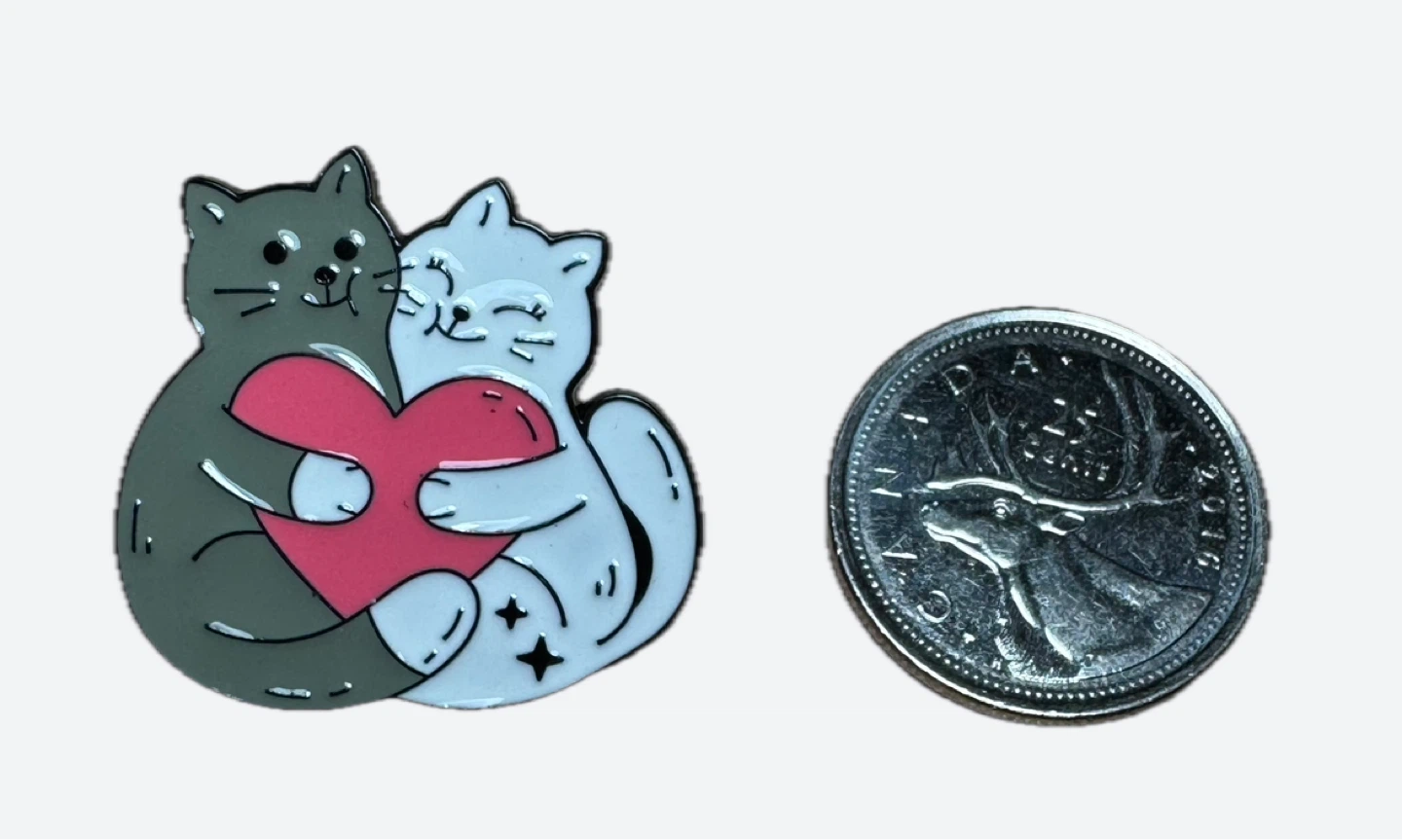 Cute Cat Hugging Heart Enamel Pin - photo 2