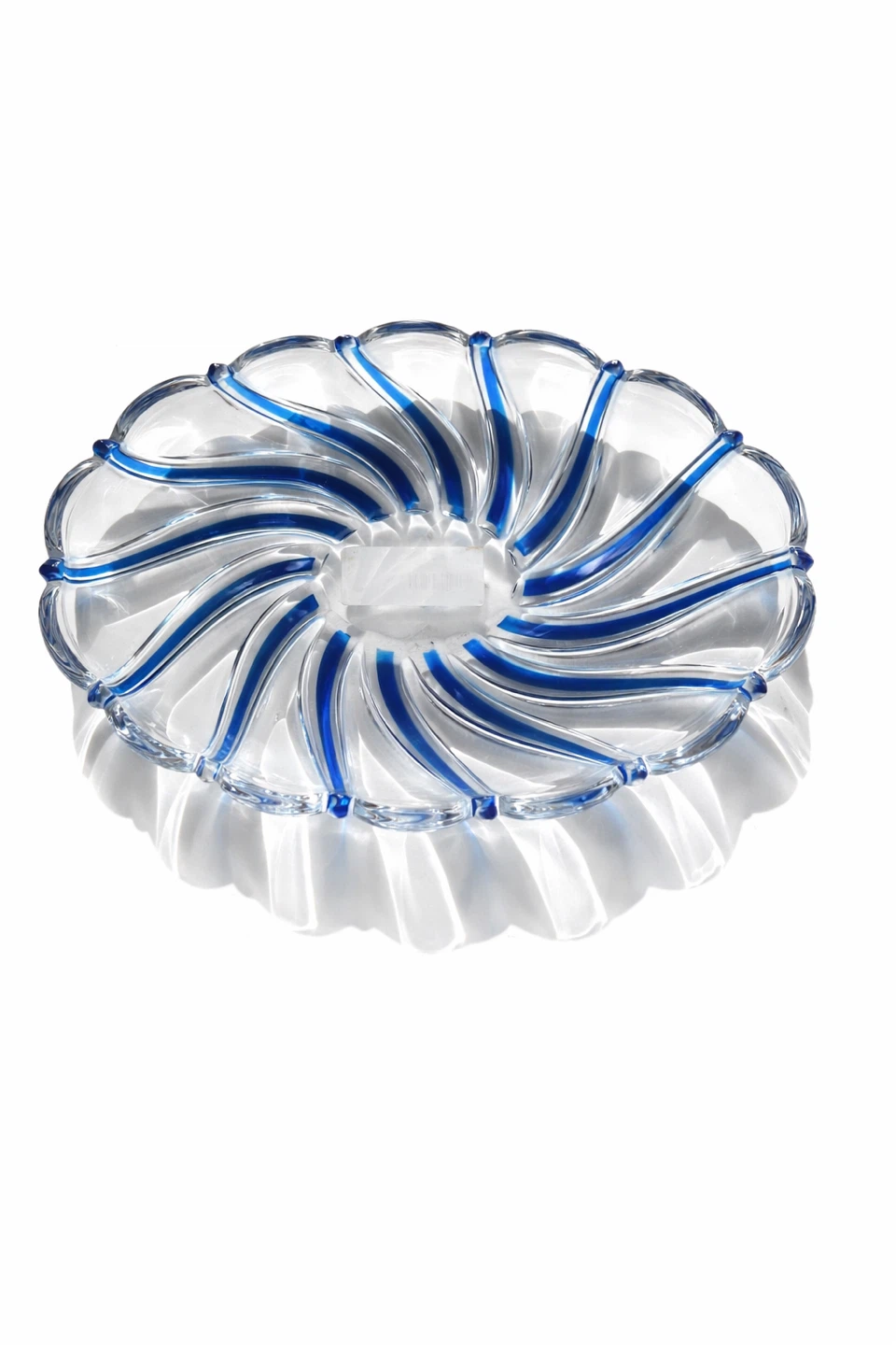 Mikasa Crystal Blue Swirl Art Glass Bowl, Modernist Design - photo 5
