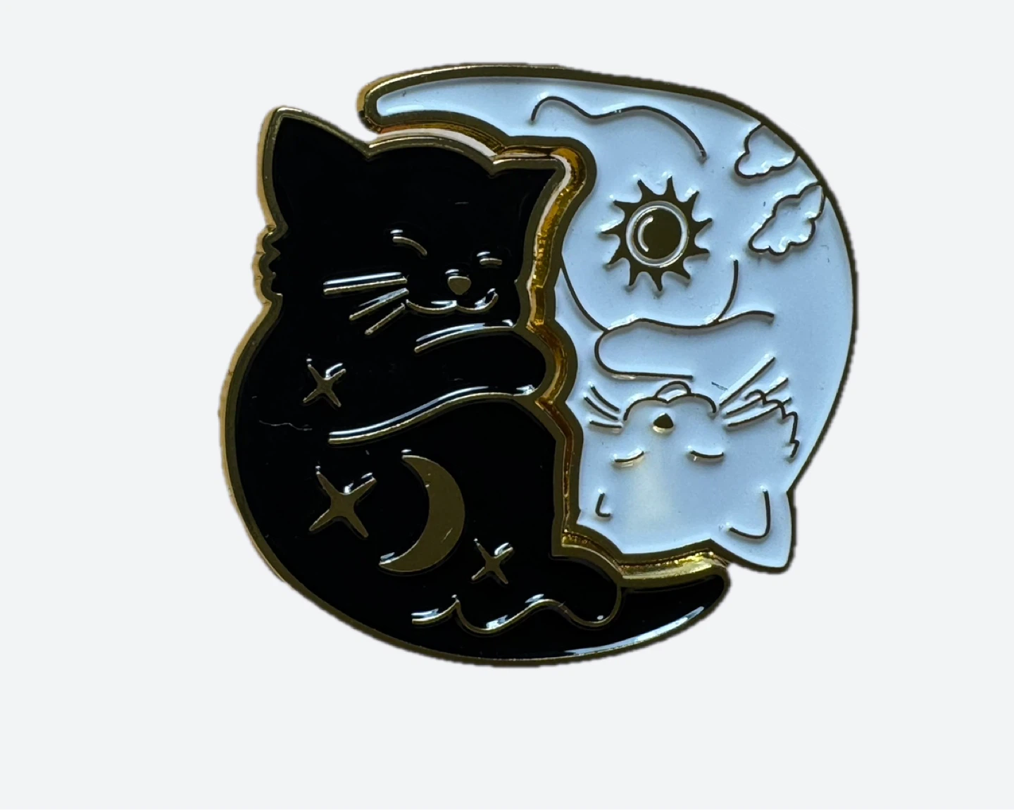 Yin Yang Cat BFF Enamel Pin set