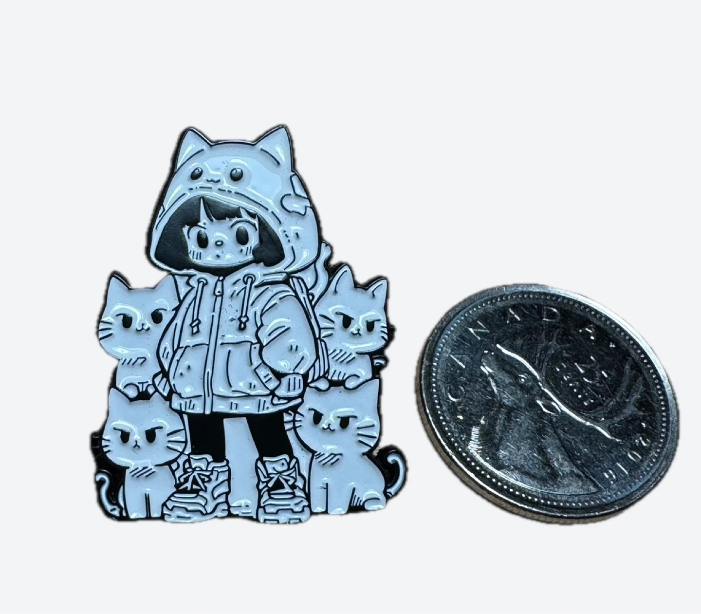 Enamel Pin - Cool 😎 Girl with Cats - photo 2