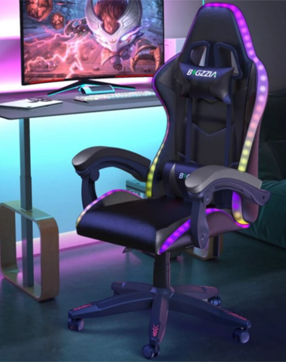 Black BGZZIA Gaming Chair with RGB Lighting - photo 4