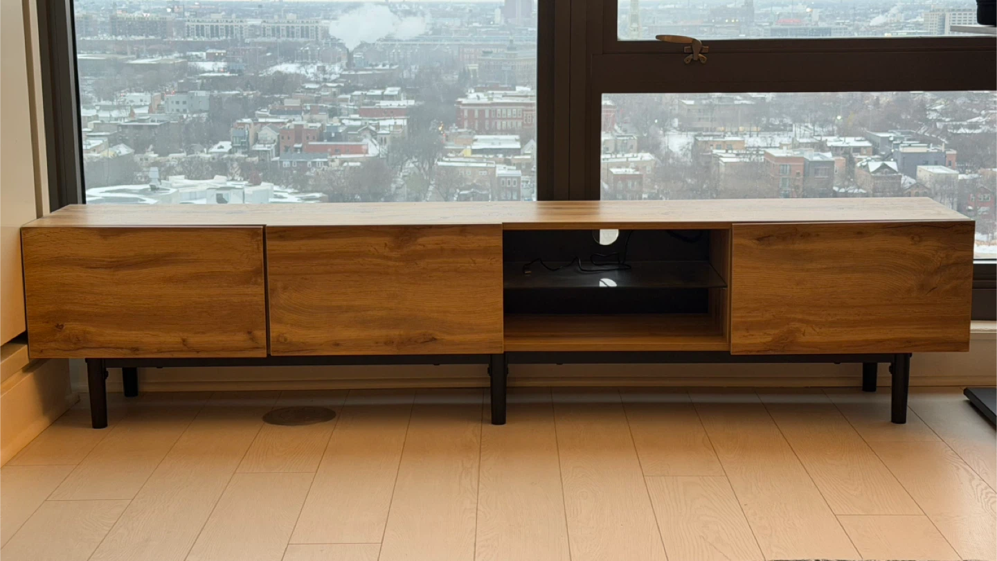 Modern Wood TV Stand with Storage - photo 2