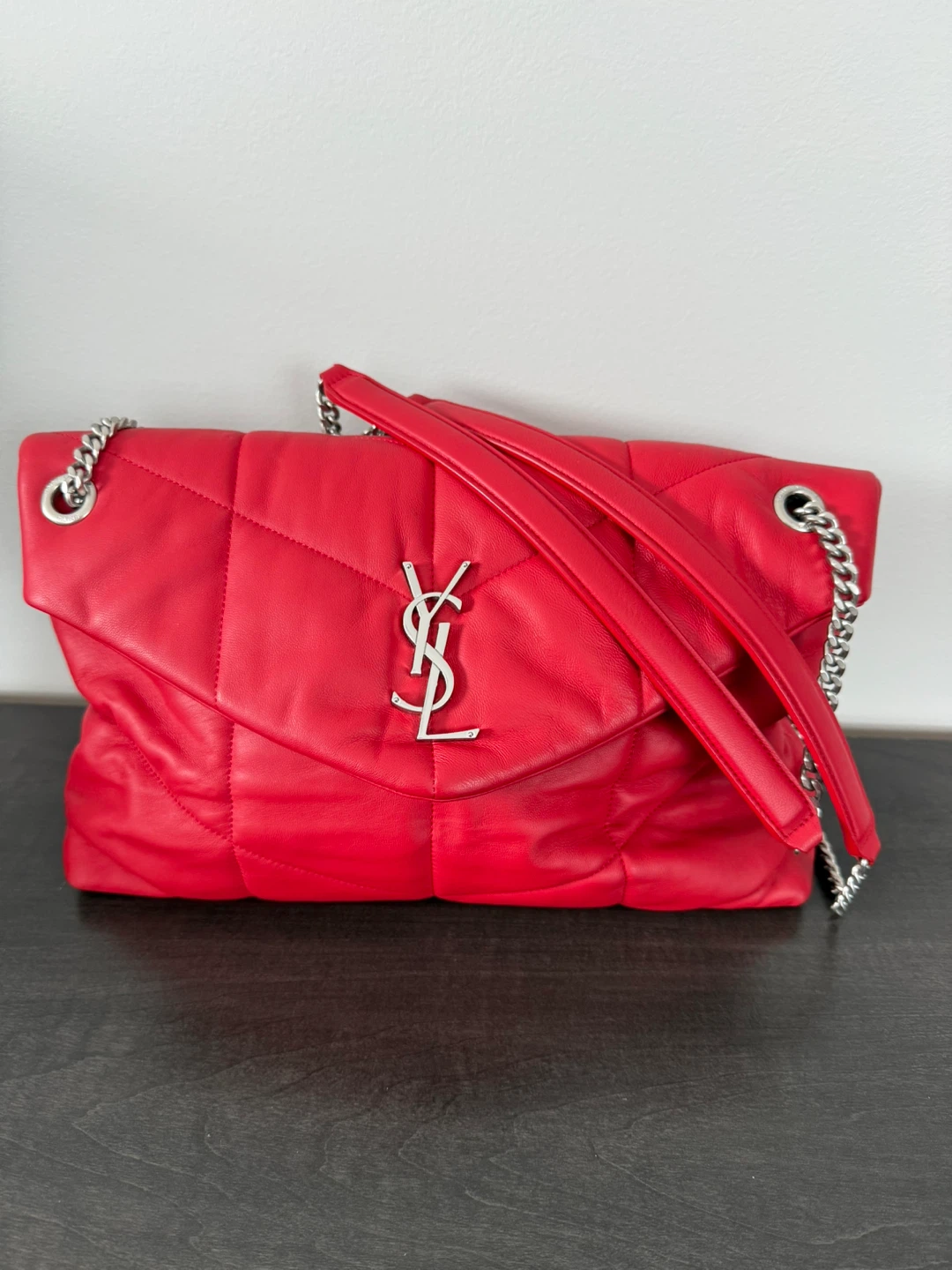 Saint Laurent Red Leather Puffer Bag