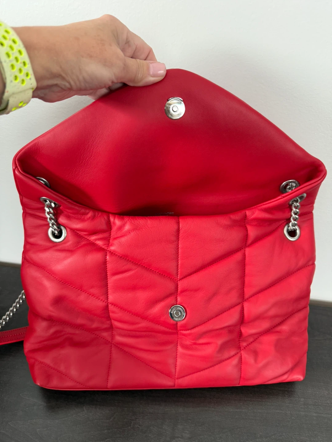 Saint Laurent Red Leather Puffer Bag - photo 2
