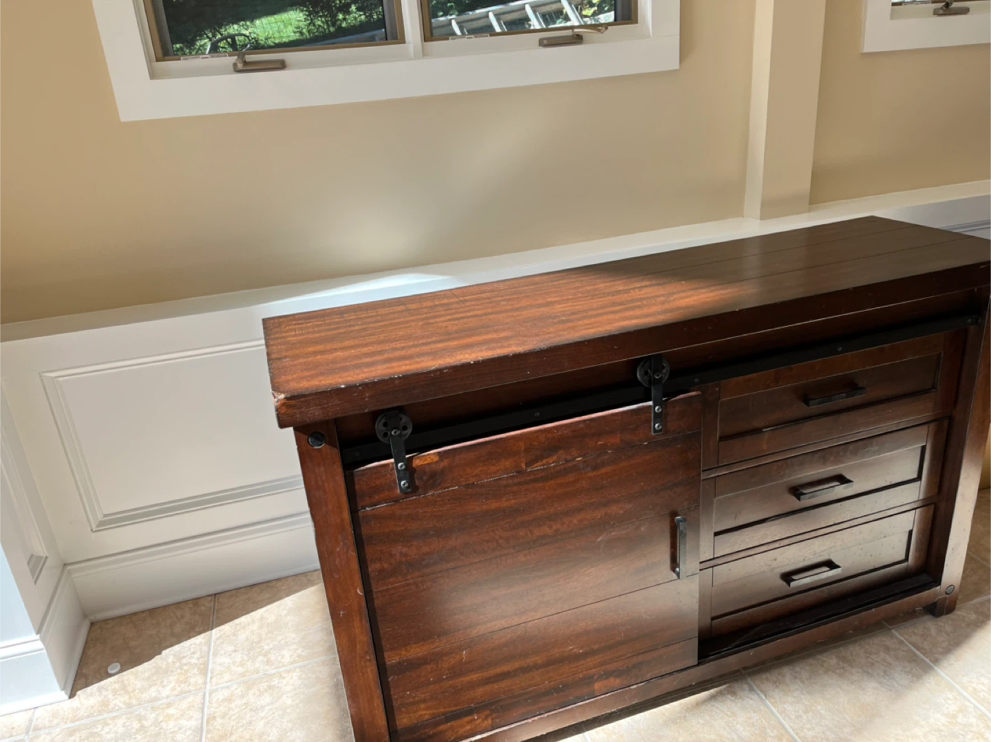 Wooden Dresser with Barn Door Style