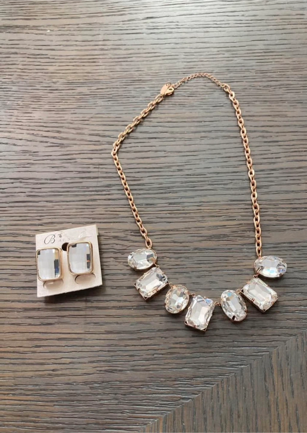 Rose Gold Crystal Necklace and Earring Set