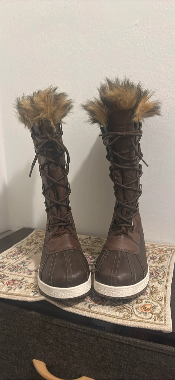 Brown Faux Fur Lined Winter Boots - photo 4