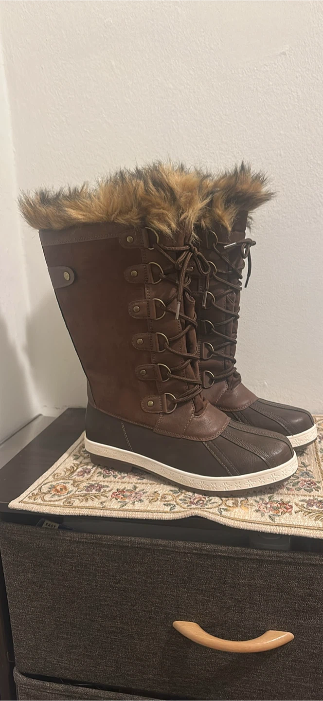 Brown Faux Fur Lined Winter Boots - photo 2