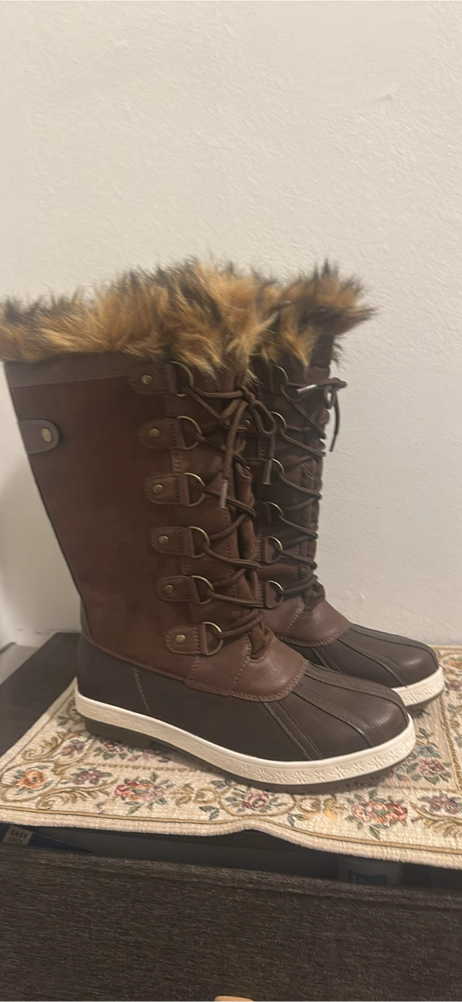 Brown Faux Fur Lined Winter Boots - photo 3
