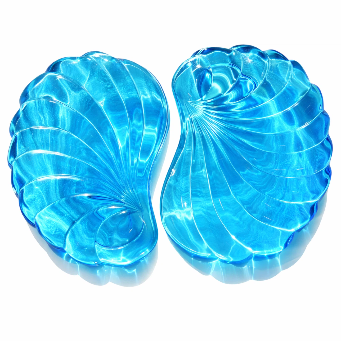 Shell Aqua Pressed Glass Dishes, Manganese Glow, 1960s - photo 4