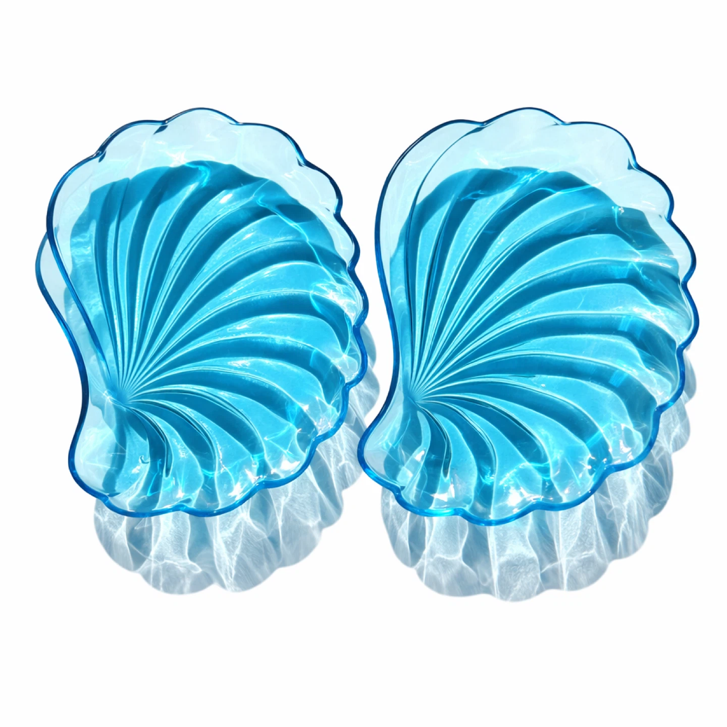 Shell Aqua Pressed Glass Dishes, Manganese Glow, 1960s - photo 3