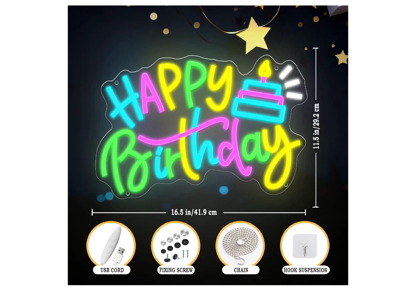 RENTAL: Happy Birthday Neon Sign - photo 2