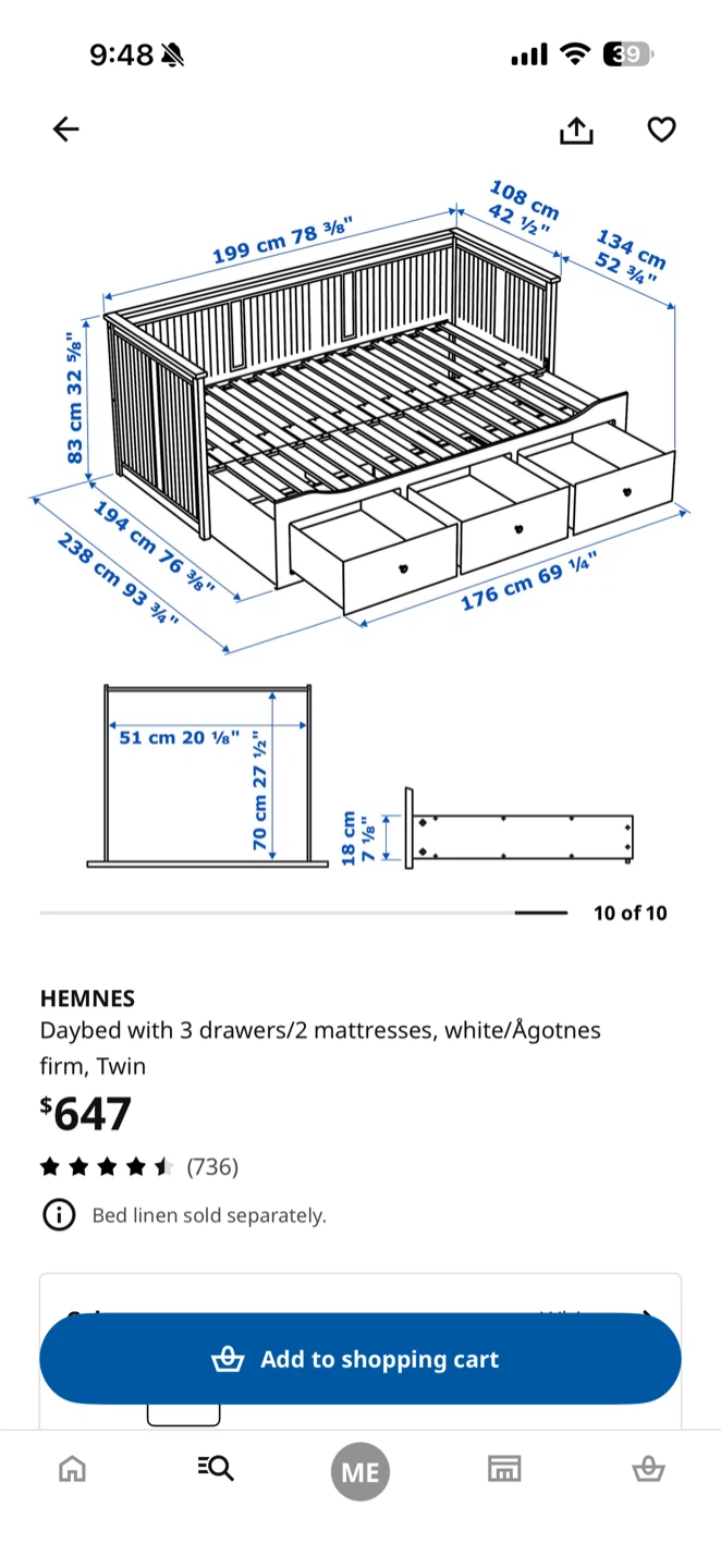 IKEA White Daybed with 3 Drawers - photo 3