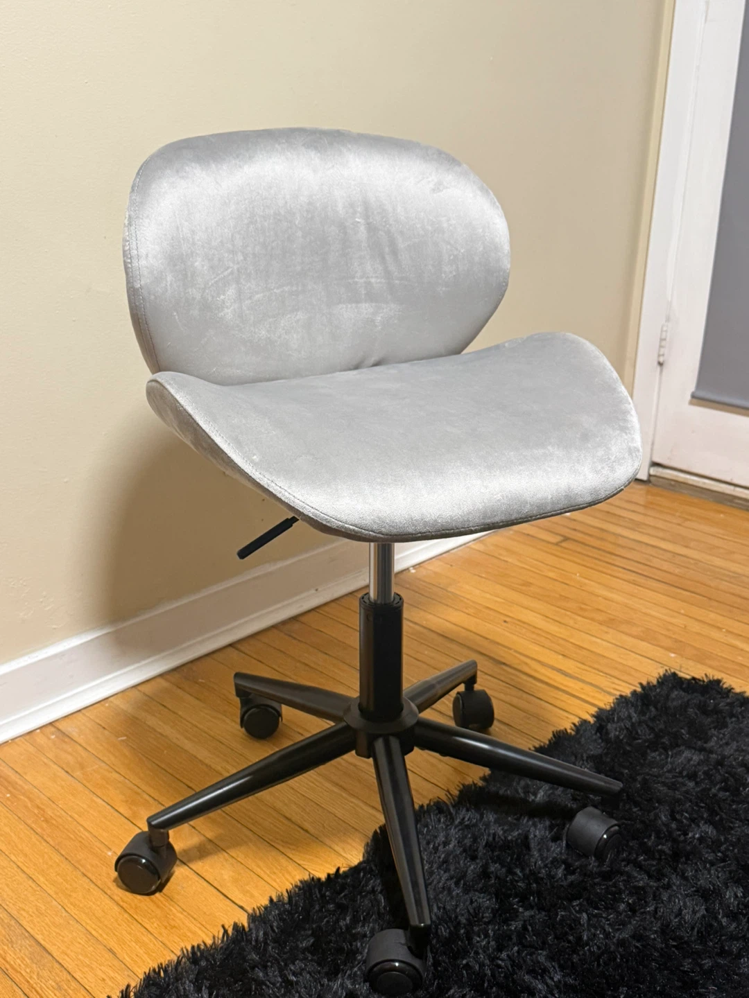 Grey Velvet Swivel Vanity Chair