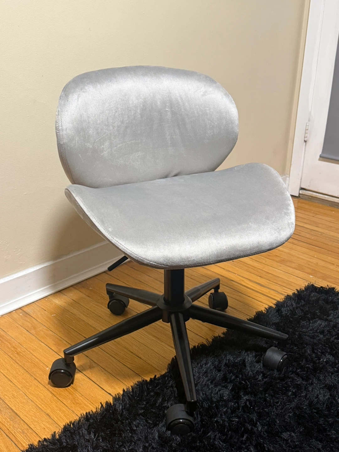 Grey Velvet Swivel Vanity Chair - photo 2