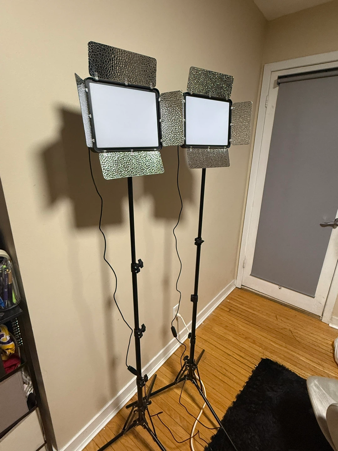 Two LED Video Lighting Panels with Stands