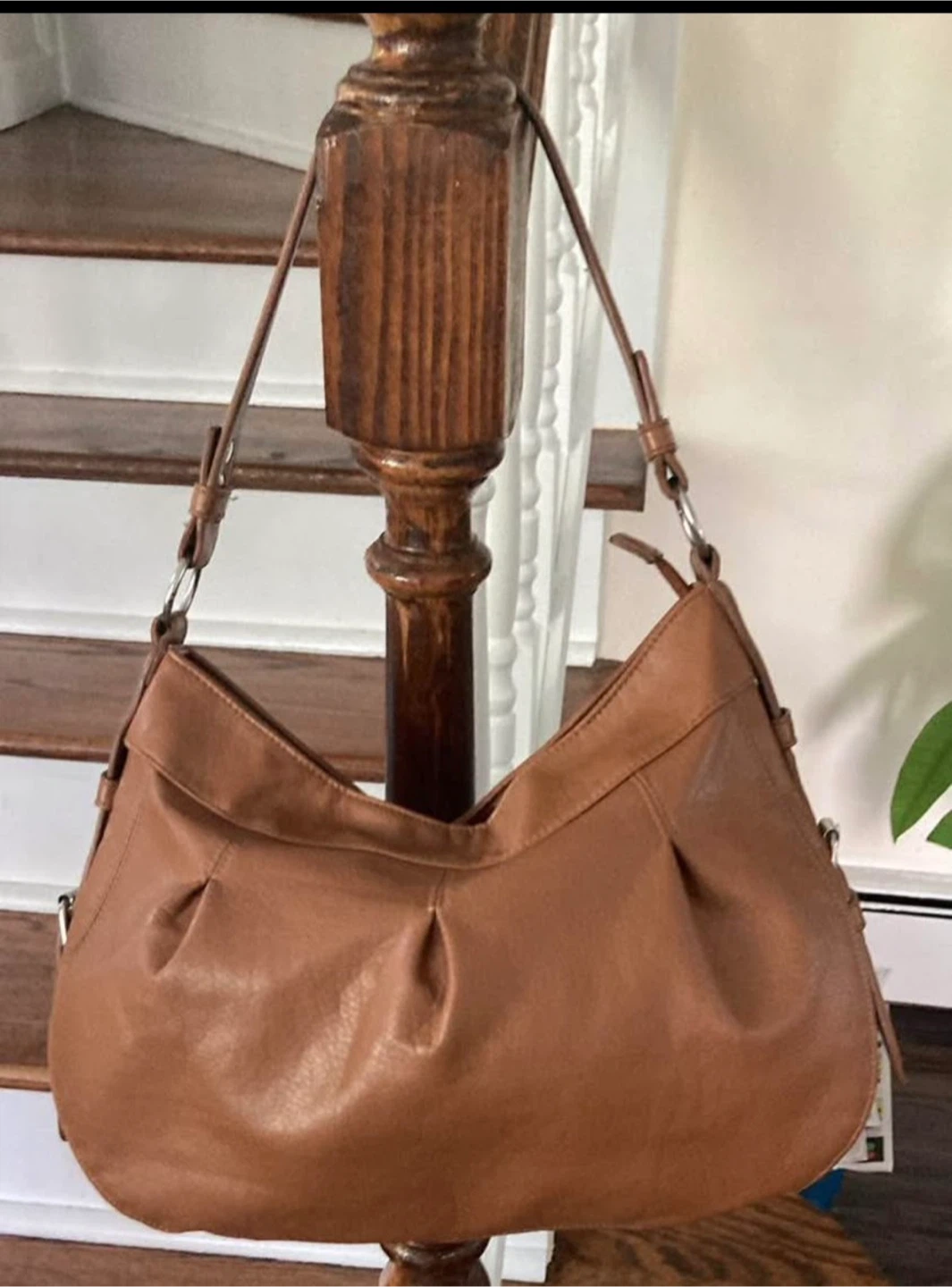 Brown Faux Leather Shoulder Bag