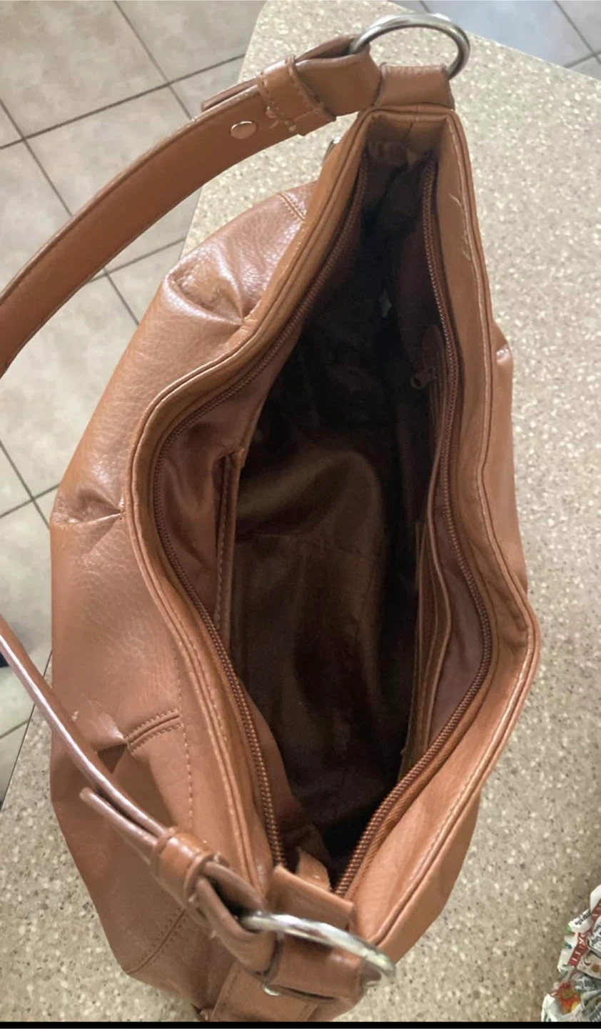 Brown Faux Leather Shoulder Bag - photo 4