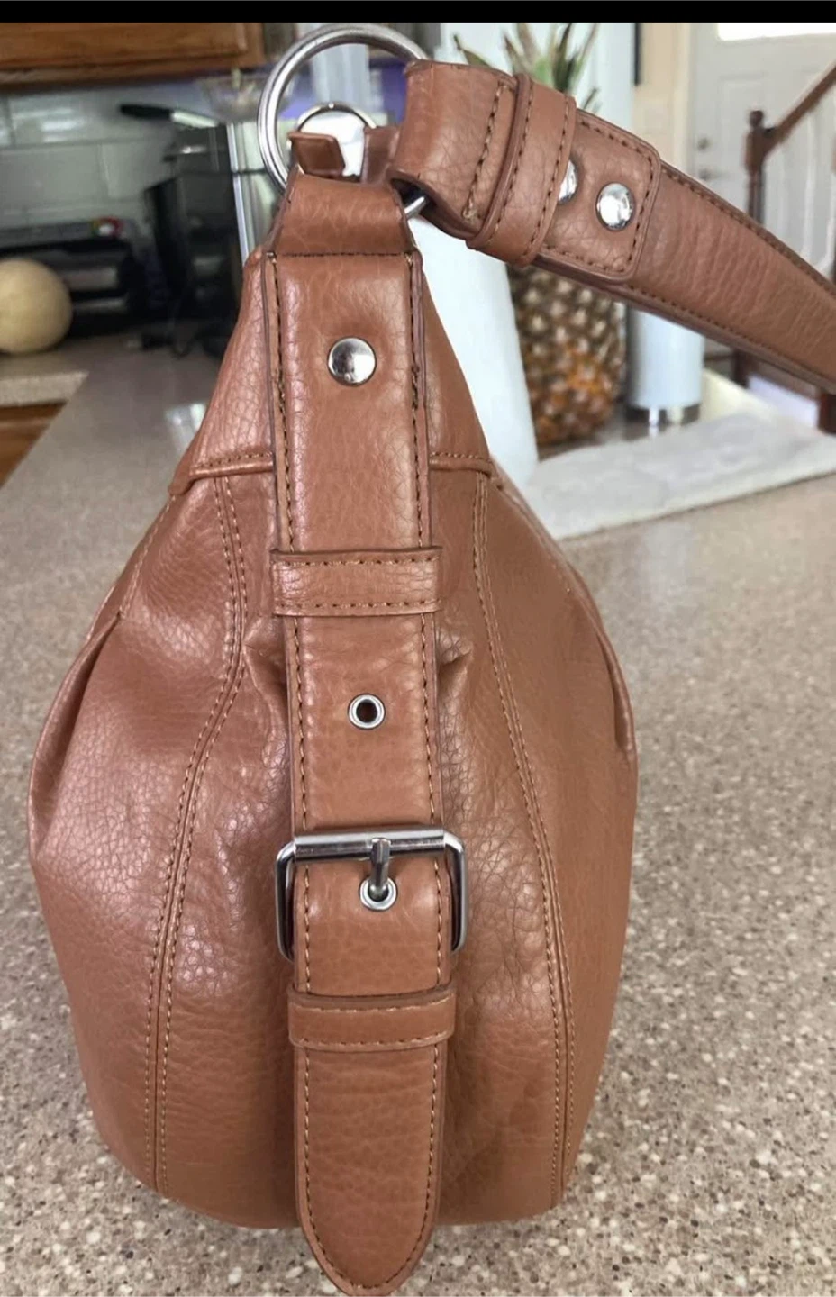 Brown Faux Leather Shoulder Bag - photo 3