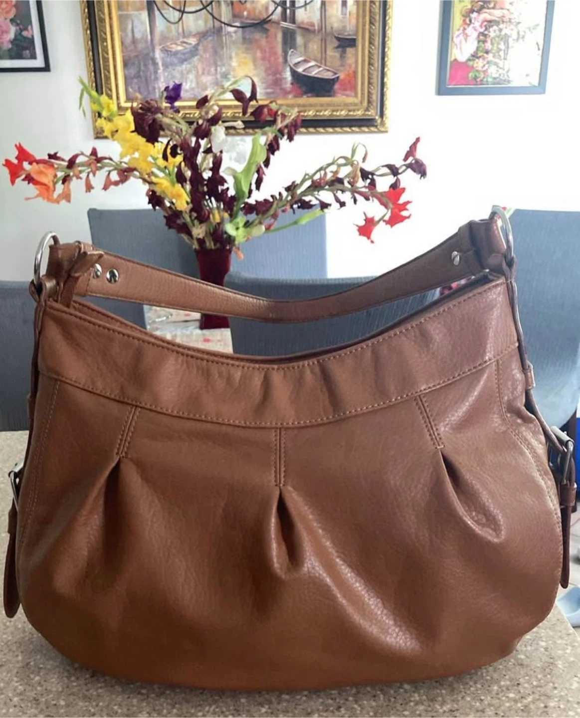 Brown Faux Leather Shoulder Bag - photo 2