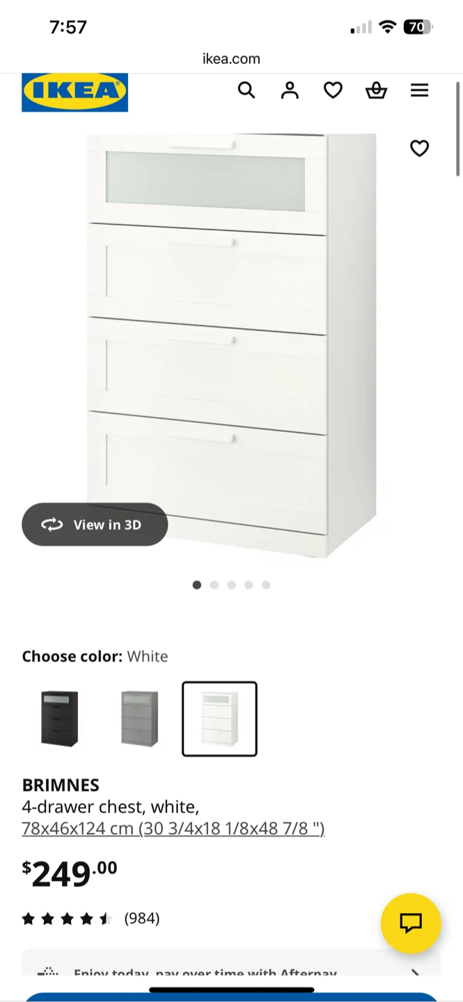 IKEA BRIMNES 4-drawer chest, white