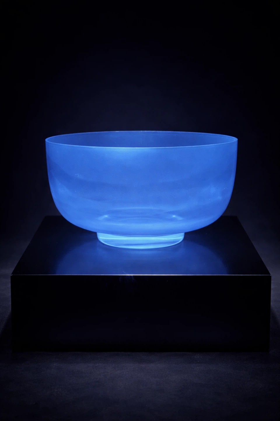 Blue Pressed Glass Bowl, UV-Reactive, Manganese Glass, 1960s - photo 2