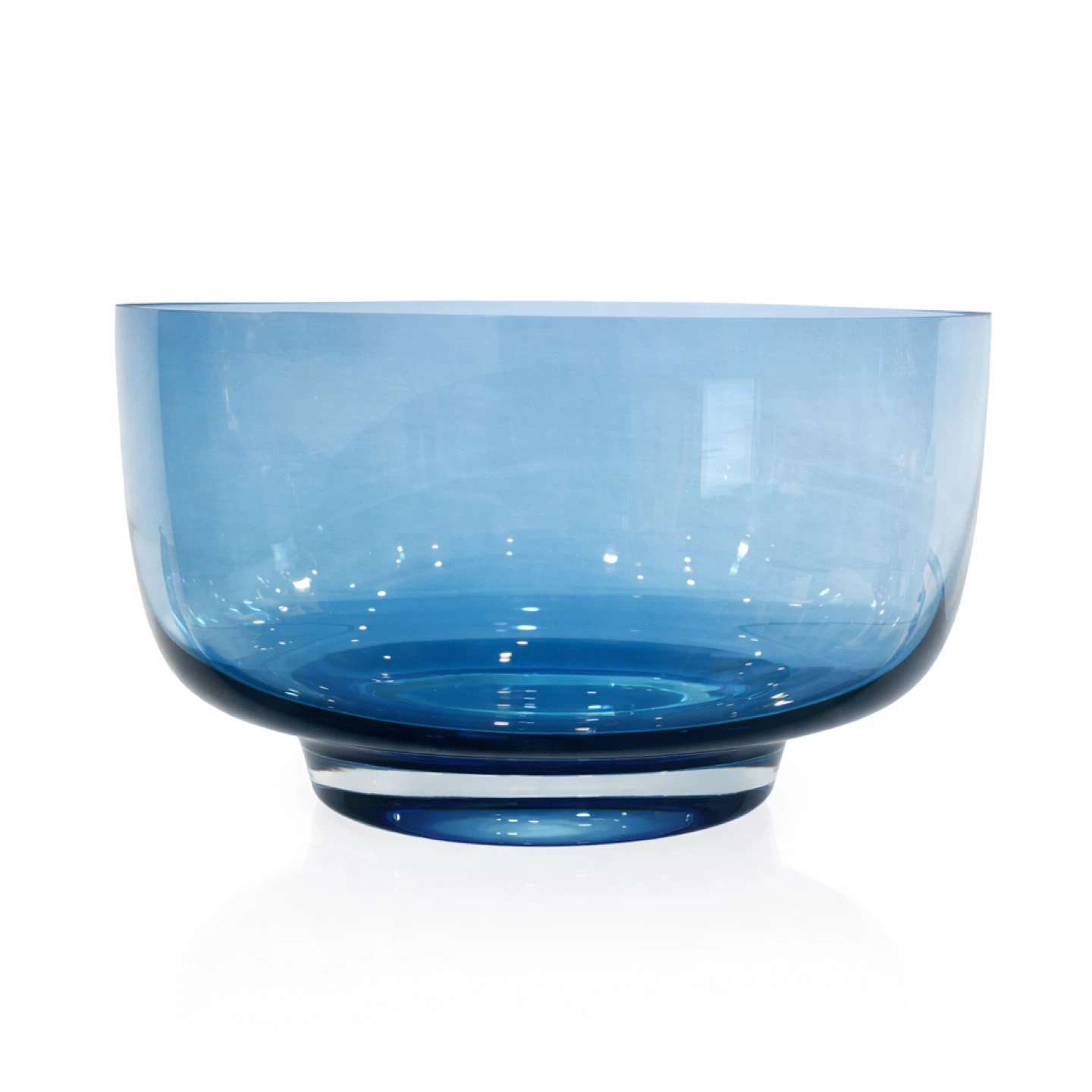 Blue Pressed Glass Bowl, UV-Reactive, Manganese Glass, 1960s