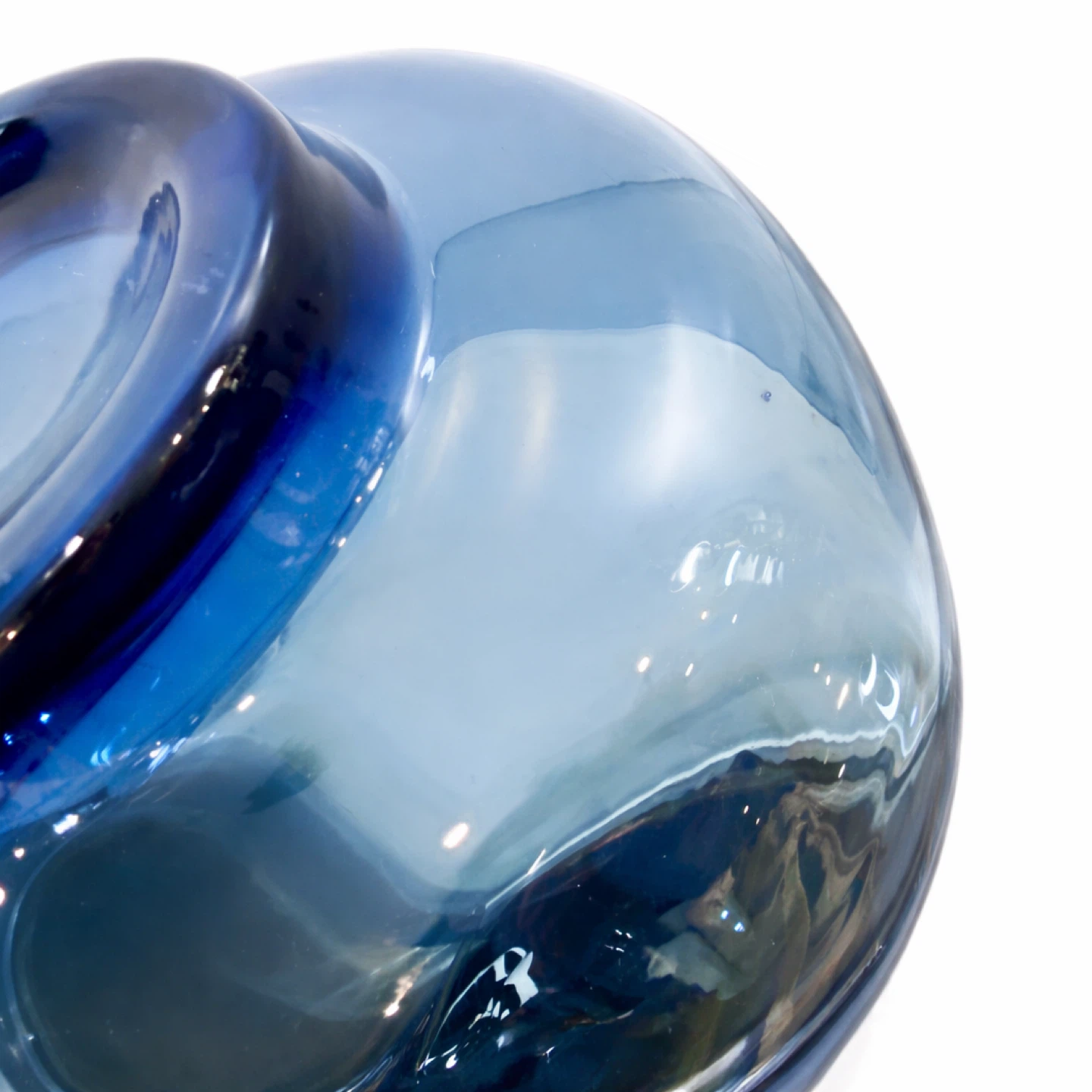 Blue Pressed Glass Bowl, UV-Reactive, Manganese Glass, 1960s - photo 4