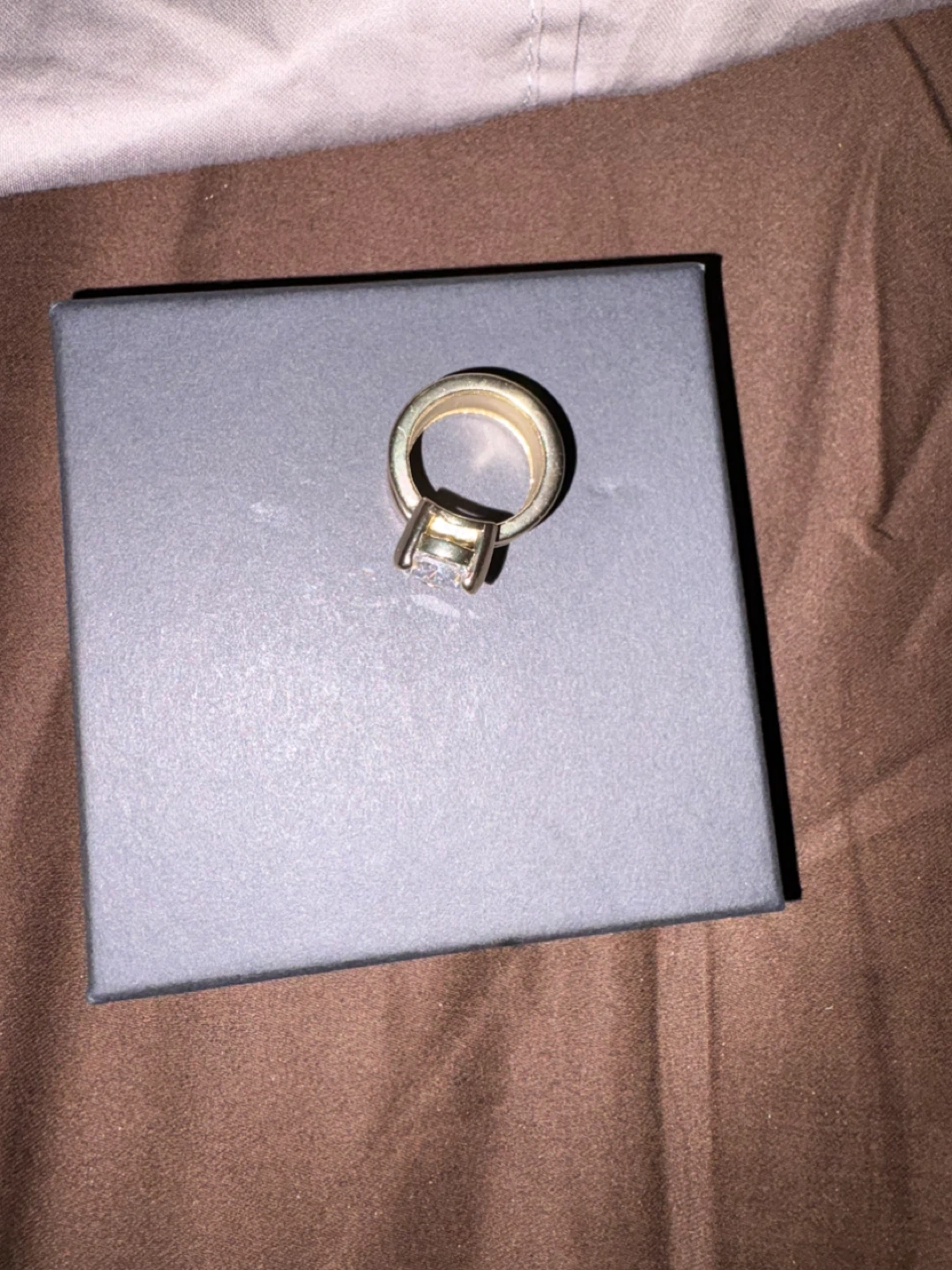 Gold-tone Ring with Pear-shaped Crystal - photo 3