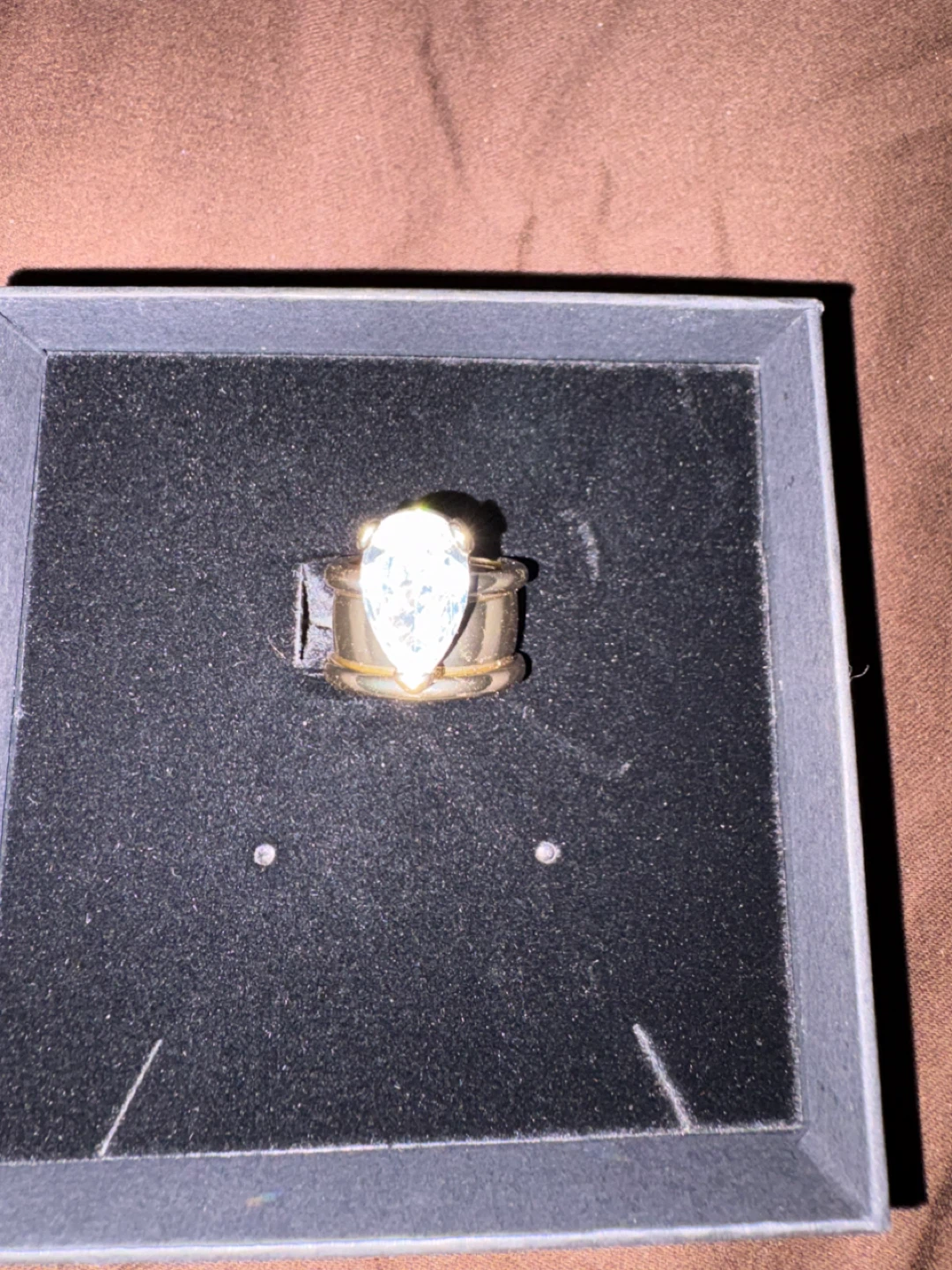 Gold-tone Ring with Pear-shaped Crystal - photo 5