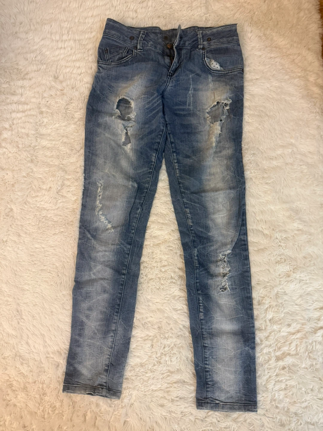 Blue Distressed Denim Jeans