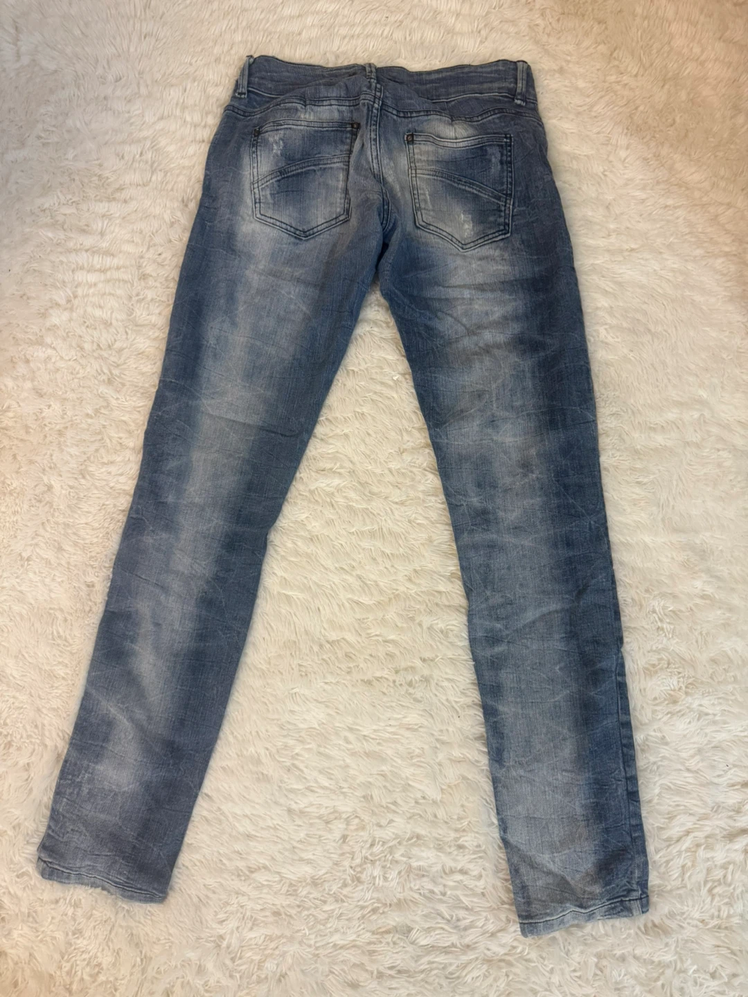 Blue Distressed Denim Jeans - photo 2