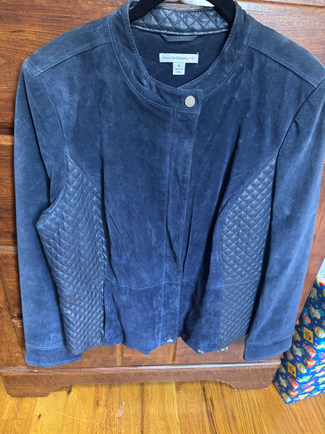 Isaac Mizrahi Suede Navy Jacket - Size16