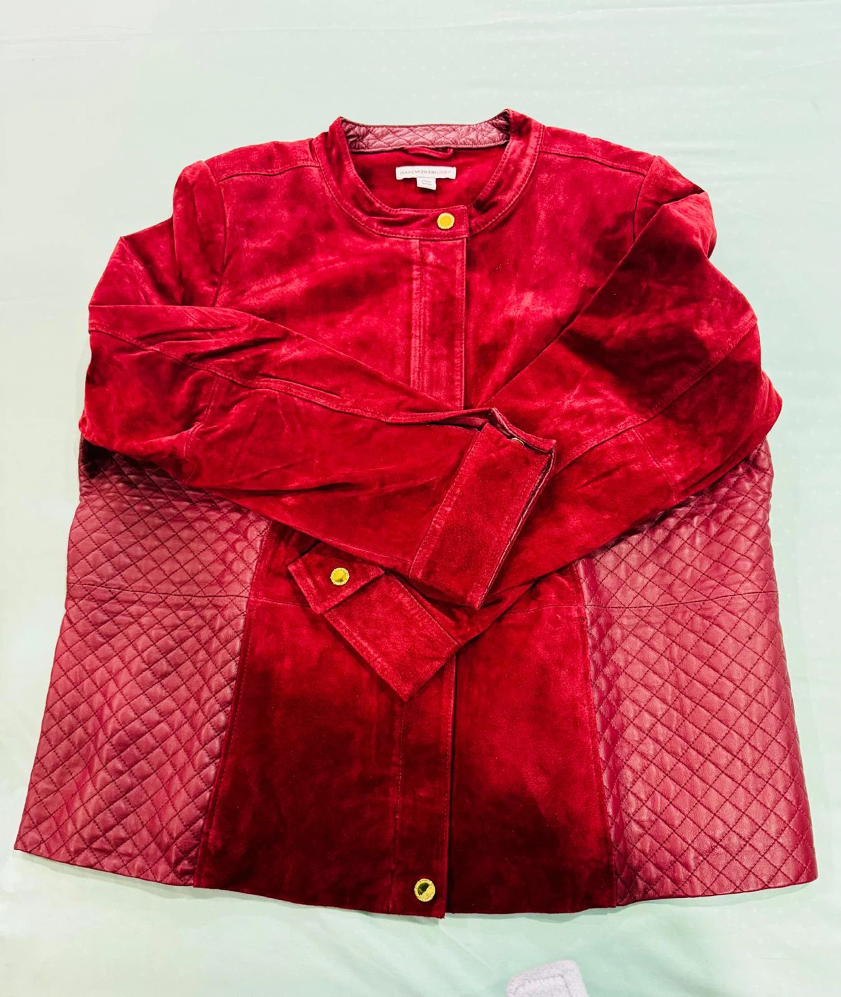 Isaac Mizrahi Red Suede Quilted Jacket size 18W - photo 3