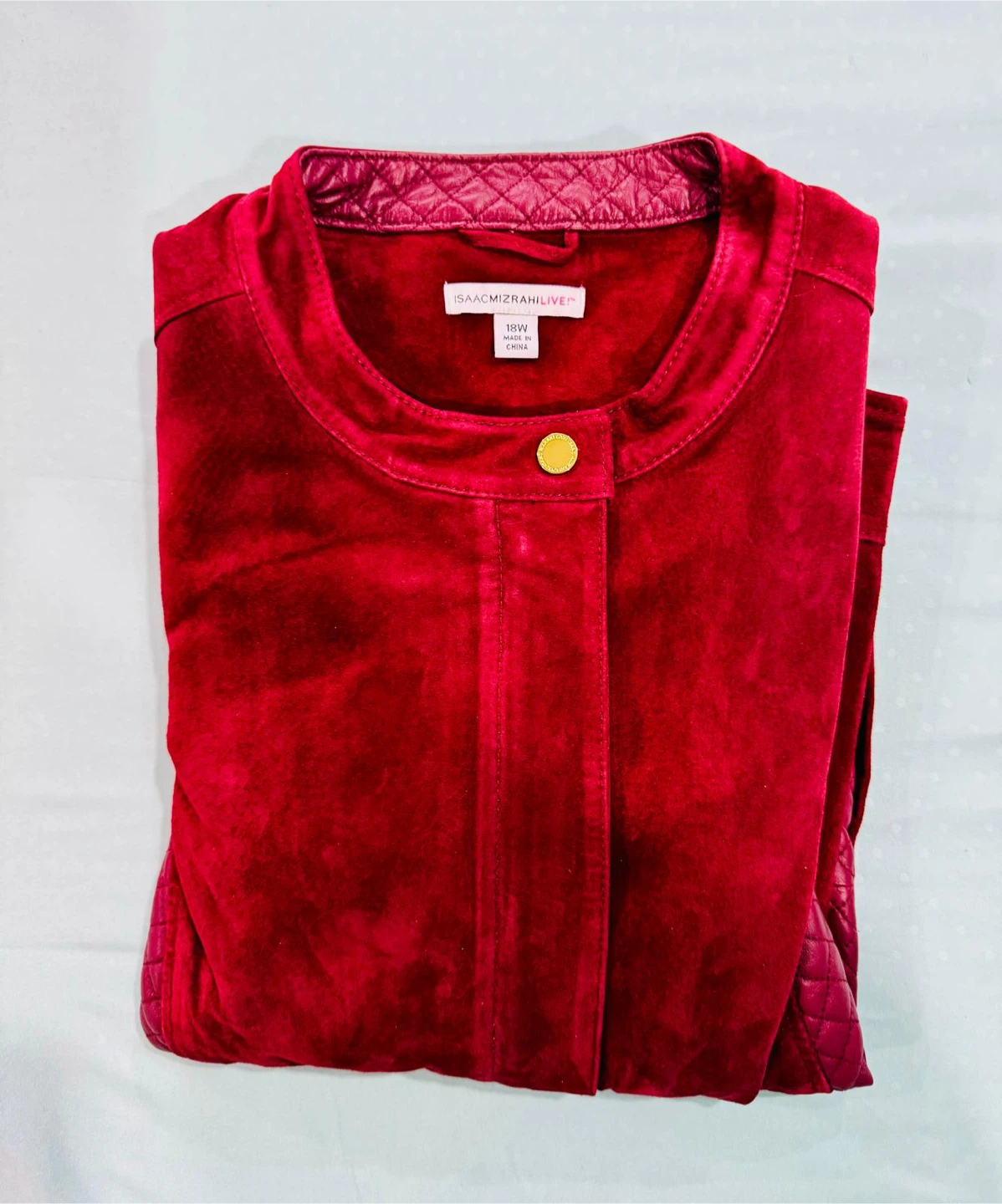 Isaac Mizrahi Red Suede Quilted Jacket size 18W - photo 2