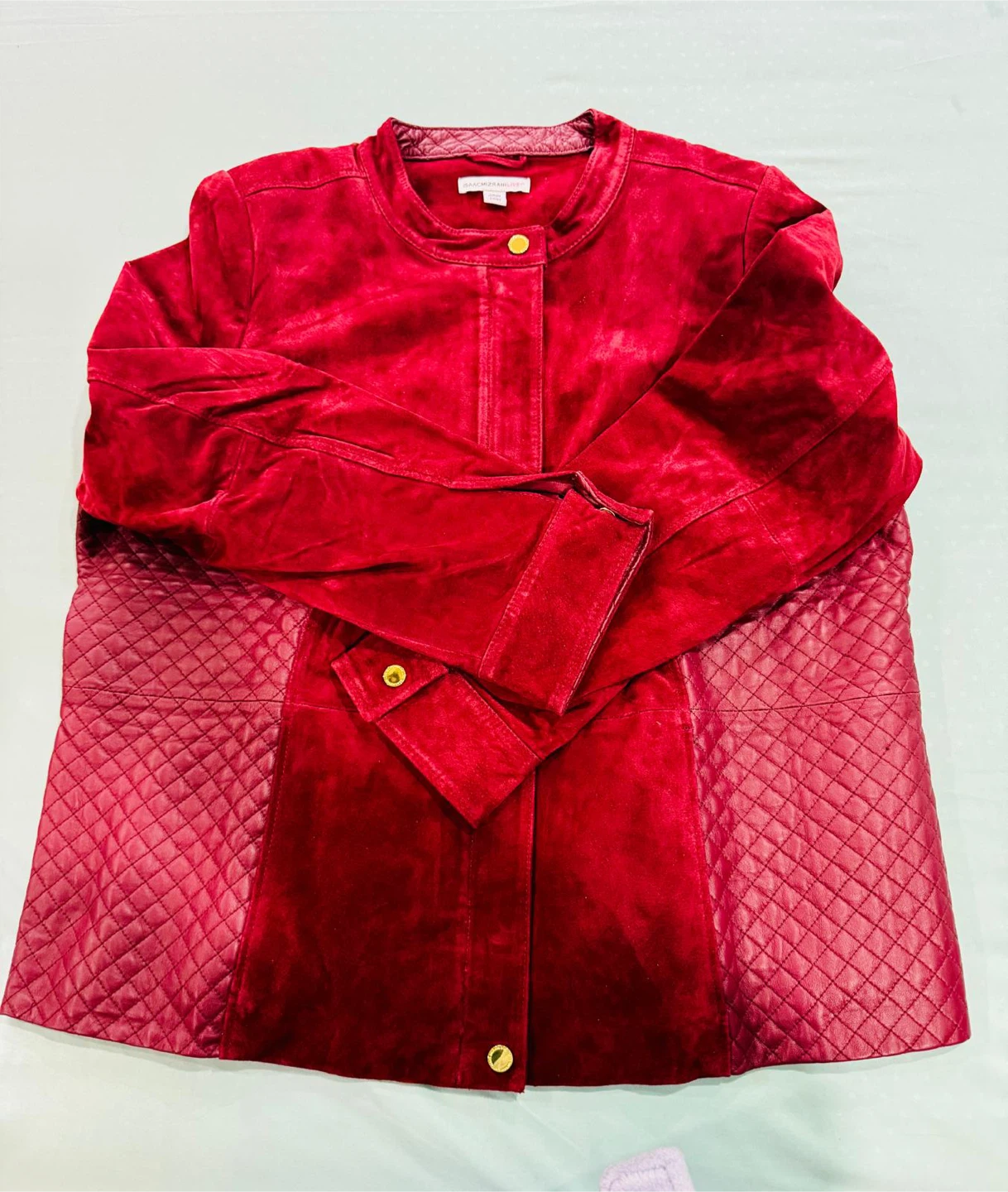 Isaac Mizrahi Red Suede Quilted Jacket size 18W