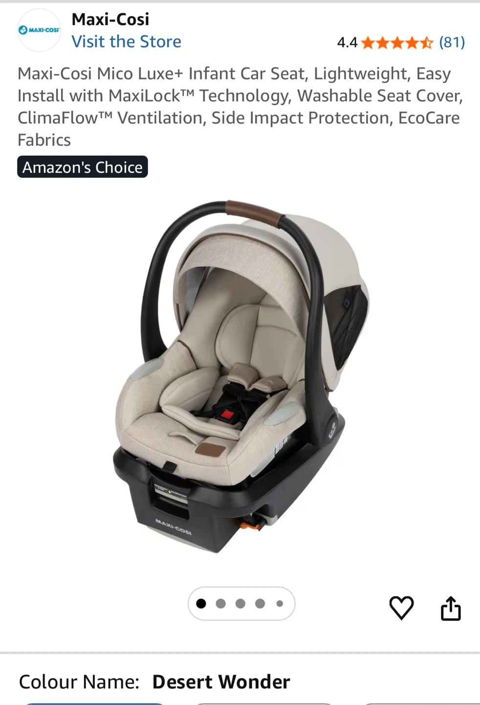(Brand New in the box) Maxi-Cosi Mico Luxe+ Infant Car Seat