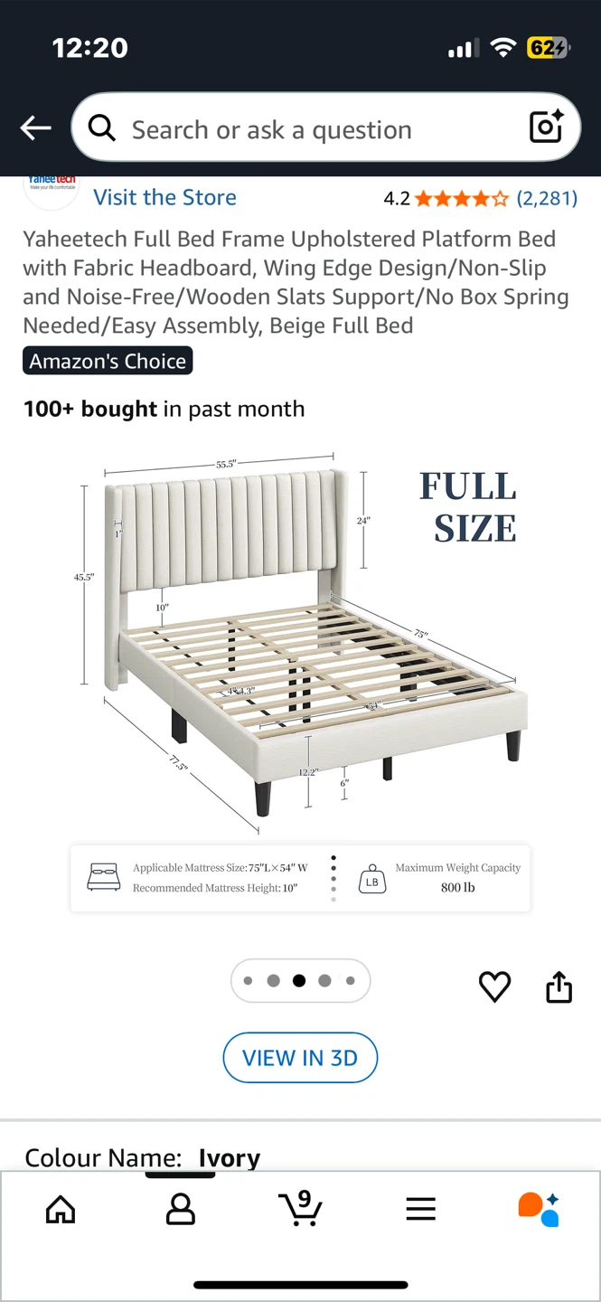 Full Size Upholstered Platform Bed Frame - Ivory - photo 2