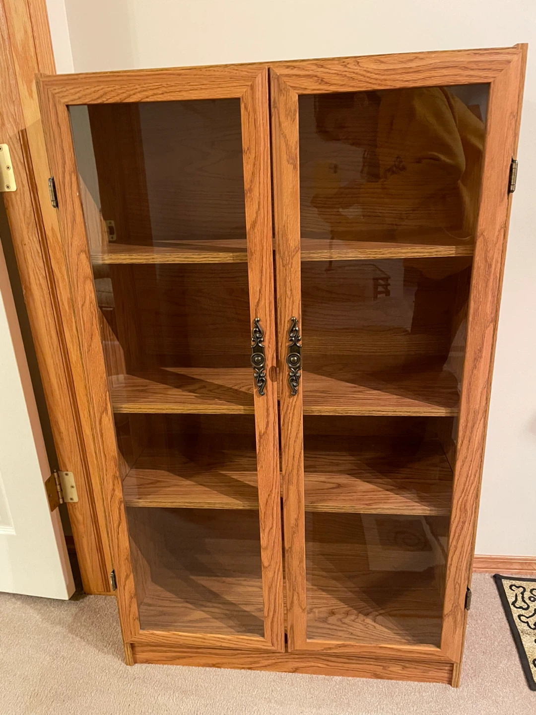 Oak Display Cabinet with Glass Doors