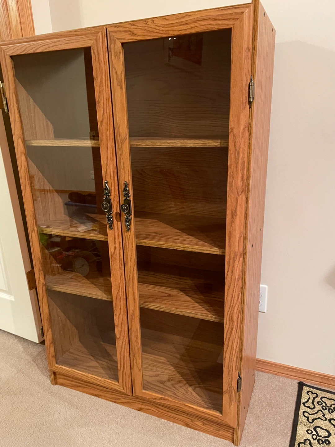 Oak Display Cabinet with Glass Doors - photo 2