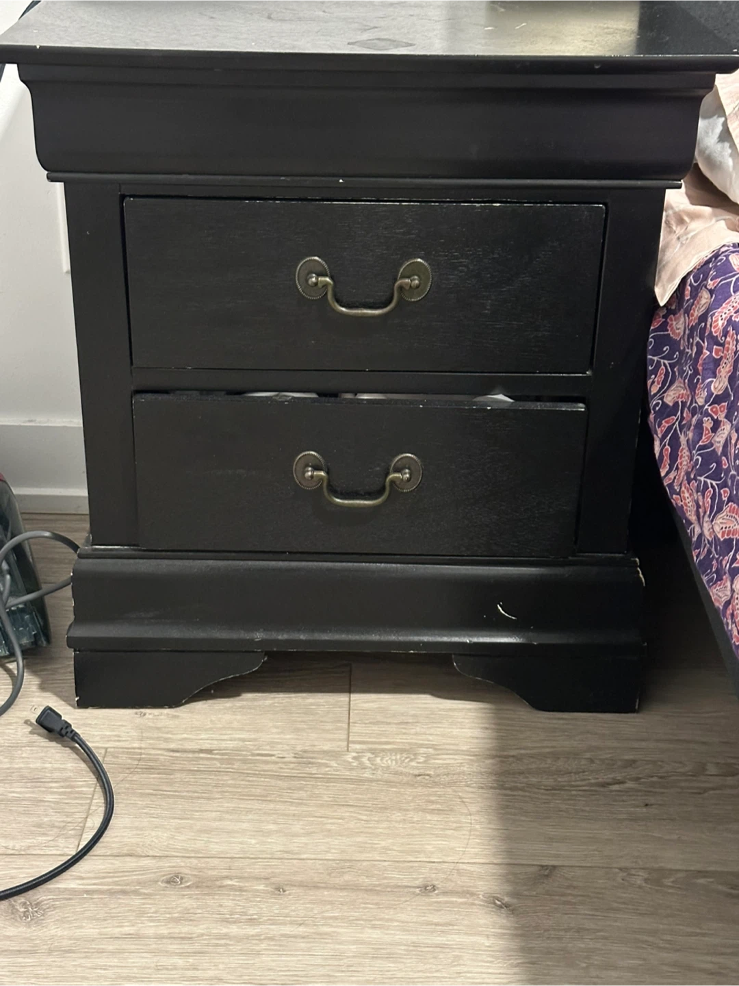 2 Black Two-Drawer Nightstand - photo 2