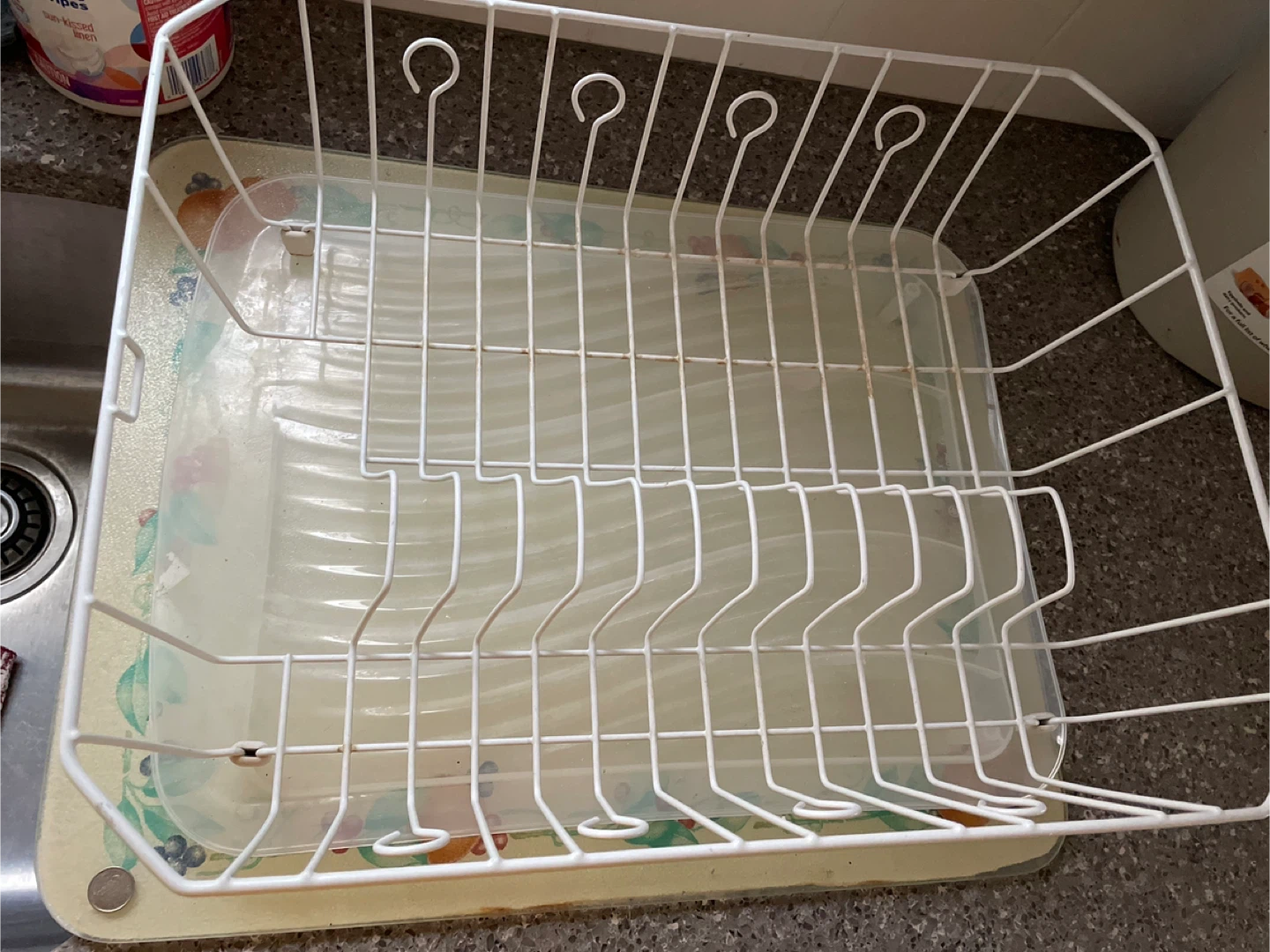 White Metal Dish Drying Rack with Tray