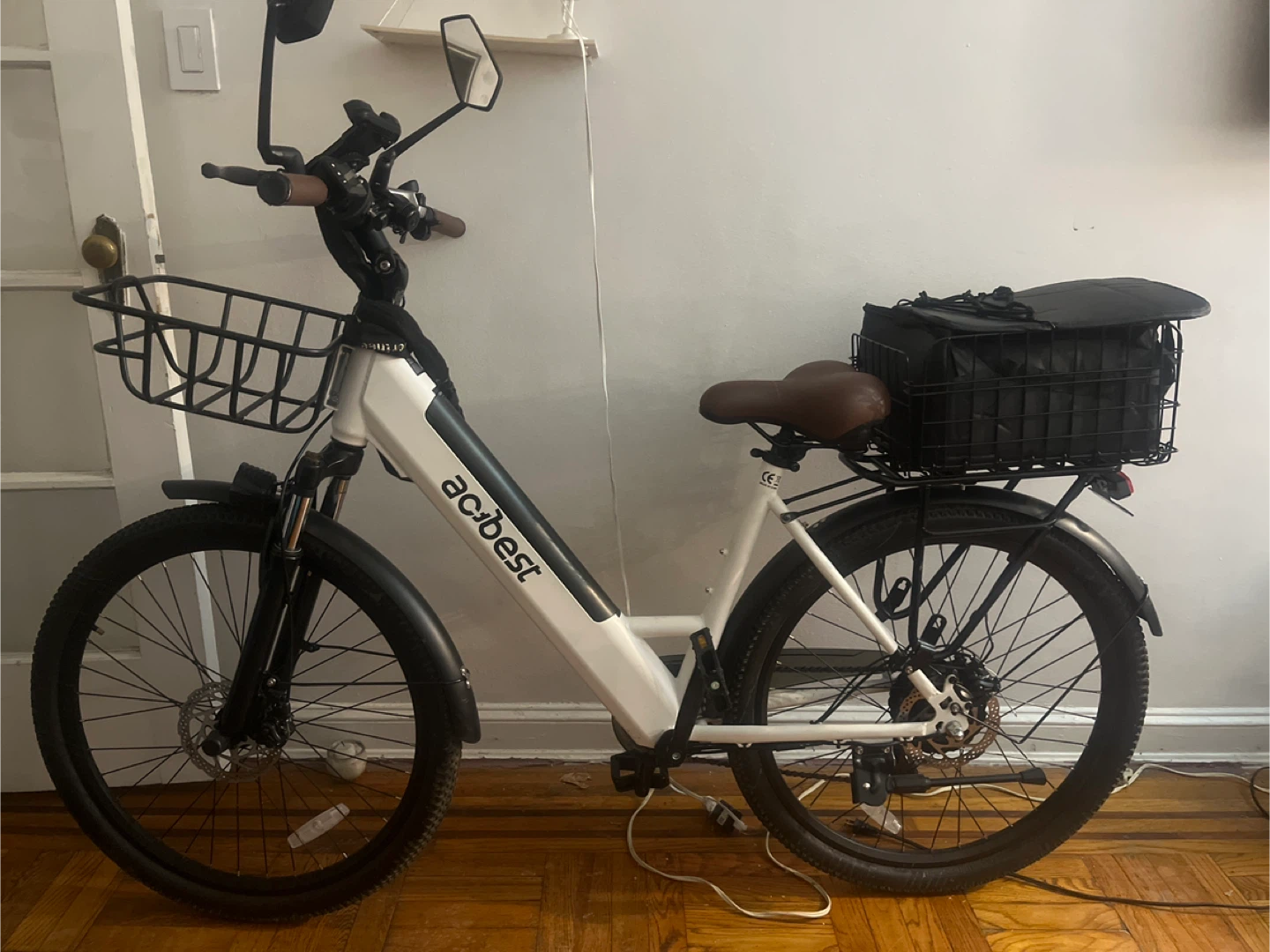 Acidbest Electric Bike with Front Basket and Rear Carrier Bag