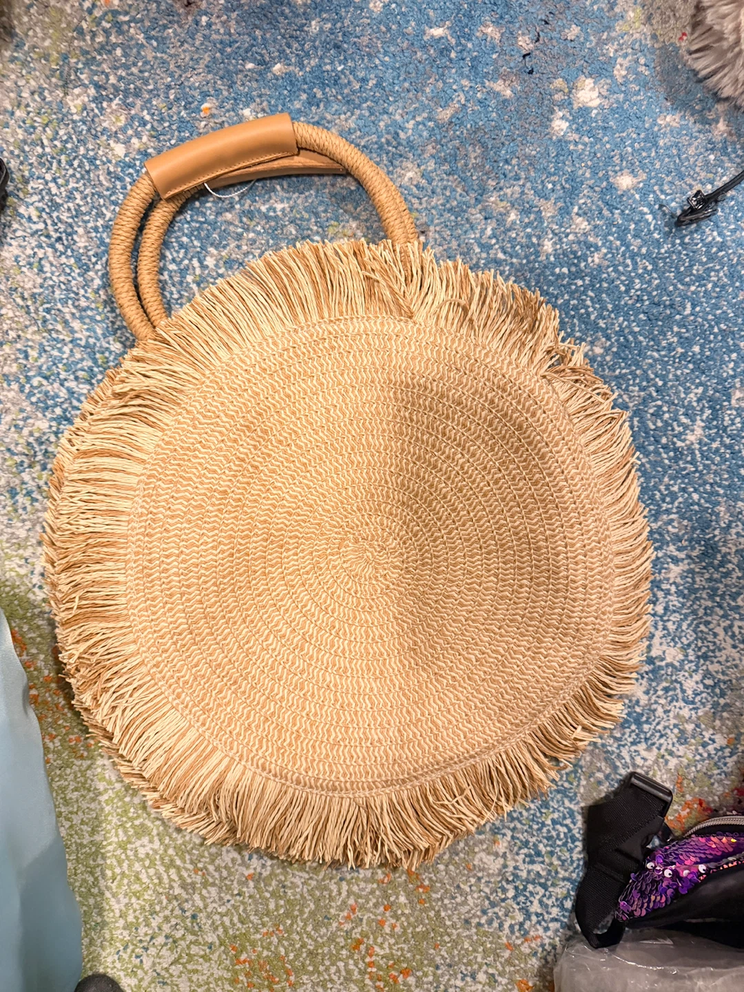Straw Round Bag with Fringe 🏆 - photo 3