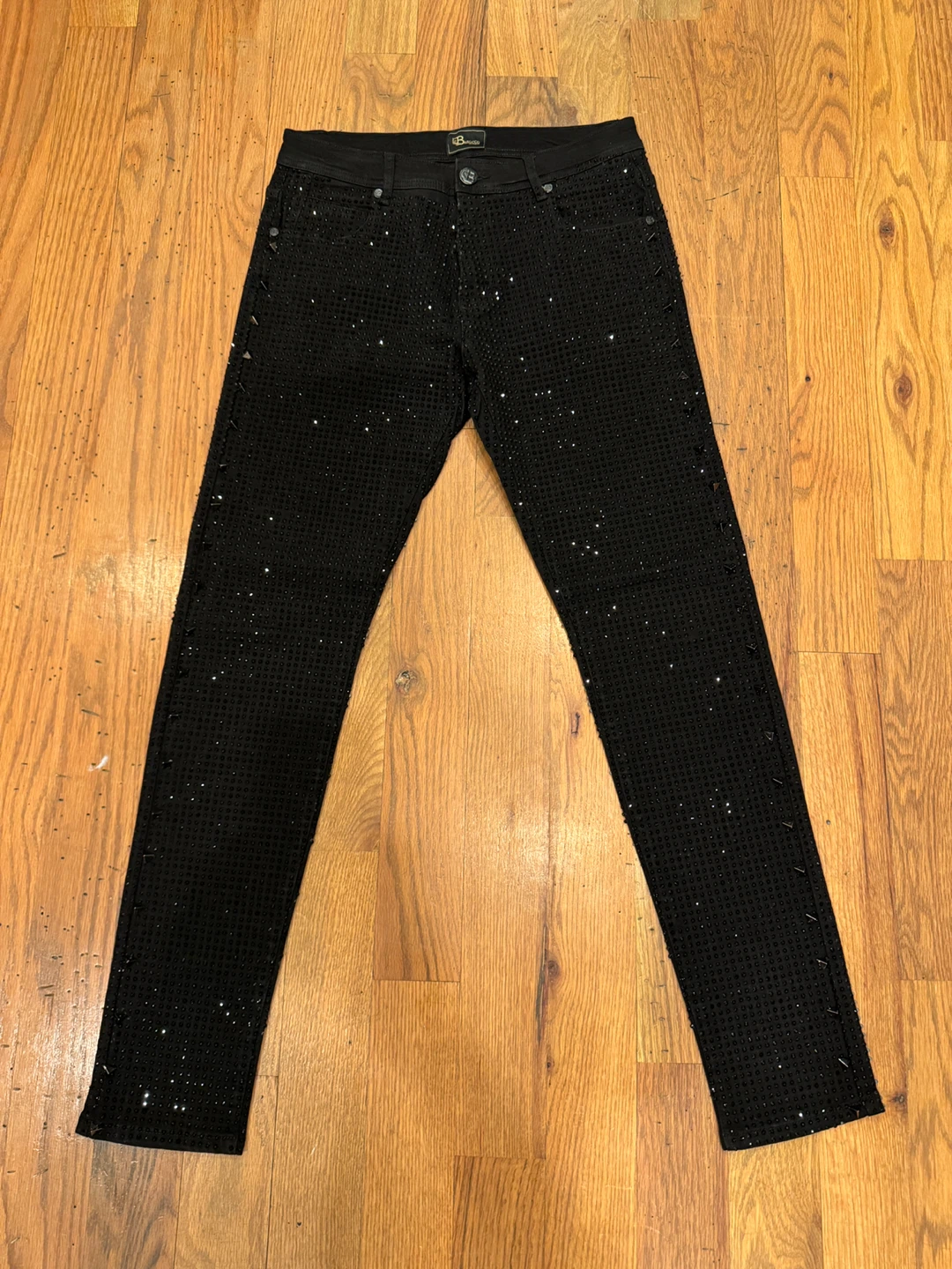 Barocco Black Rhinestone Denim Jacket & Jeans Set