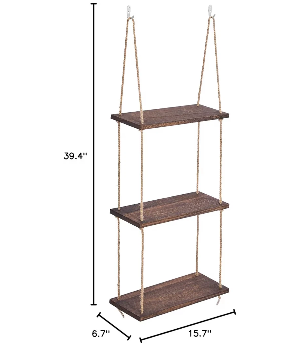 3-Tier Hanging Wooden Shelves – Rustic Style - photo 2