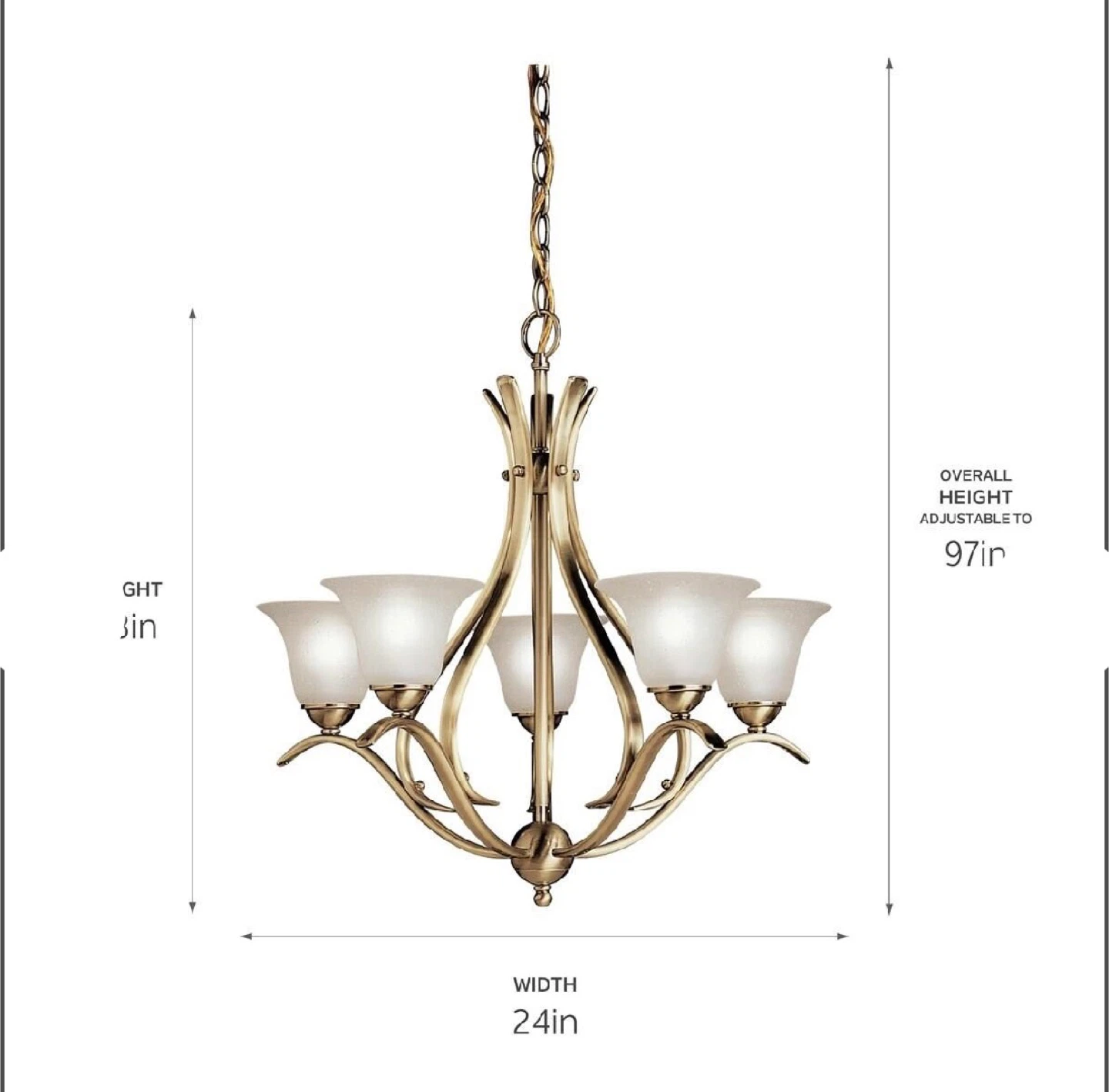 Kichler Dover 5-Light Antique Gold Transitional Ch - photo 2
