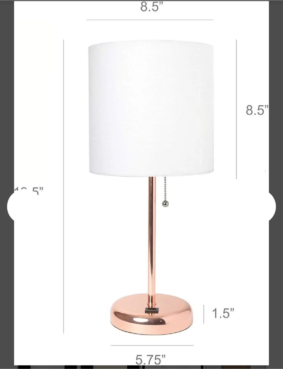 Limelights LT2044-RGD Rose Gold Stick USB Charging Table Lamp - photo 2