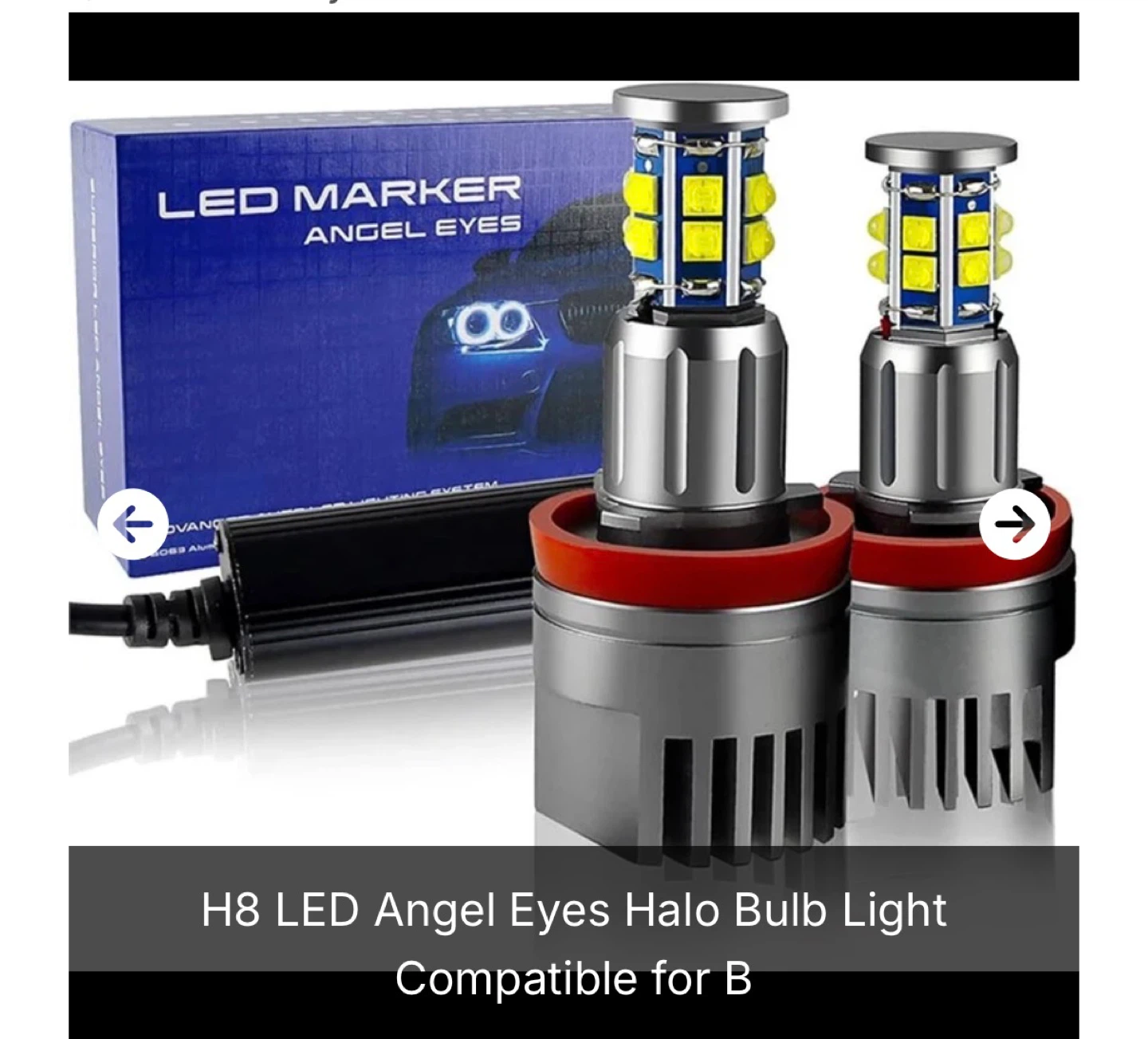 H8 LED Angel Eyes Halo Bulb Light Set