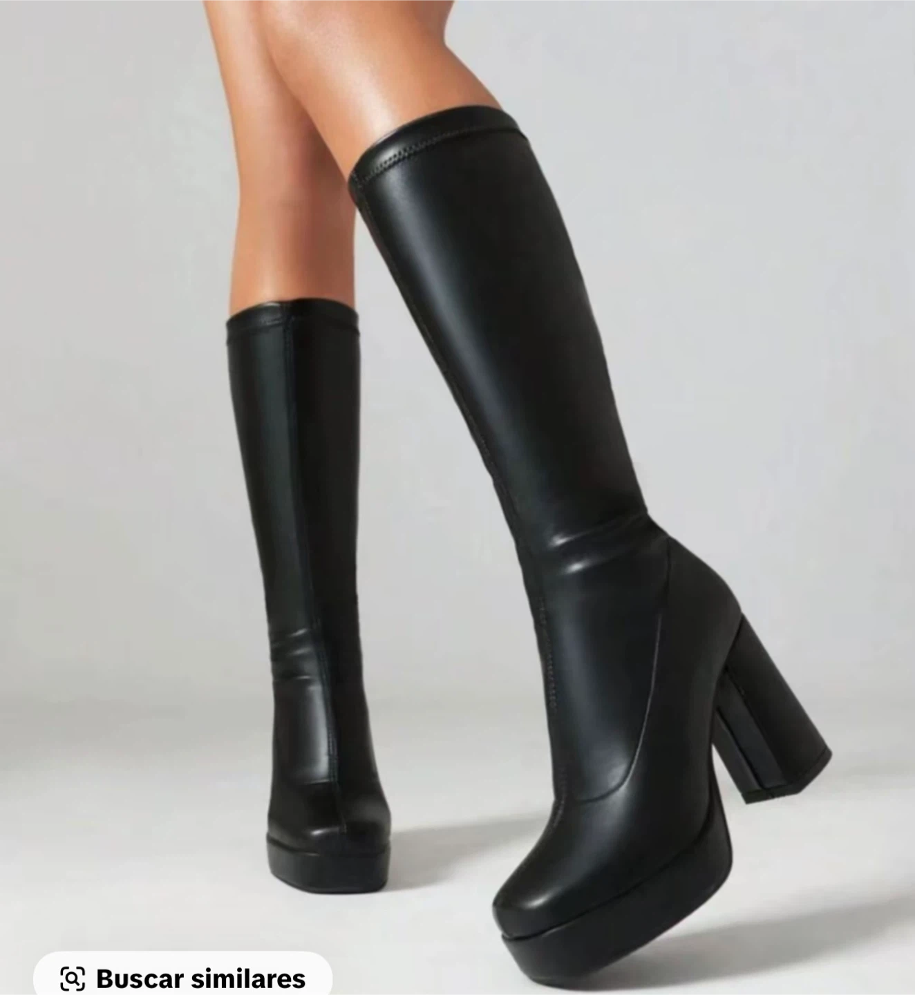 Black Platform Chunky Heel Knee-High Boots Size 255 (US 9) - photo 3